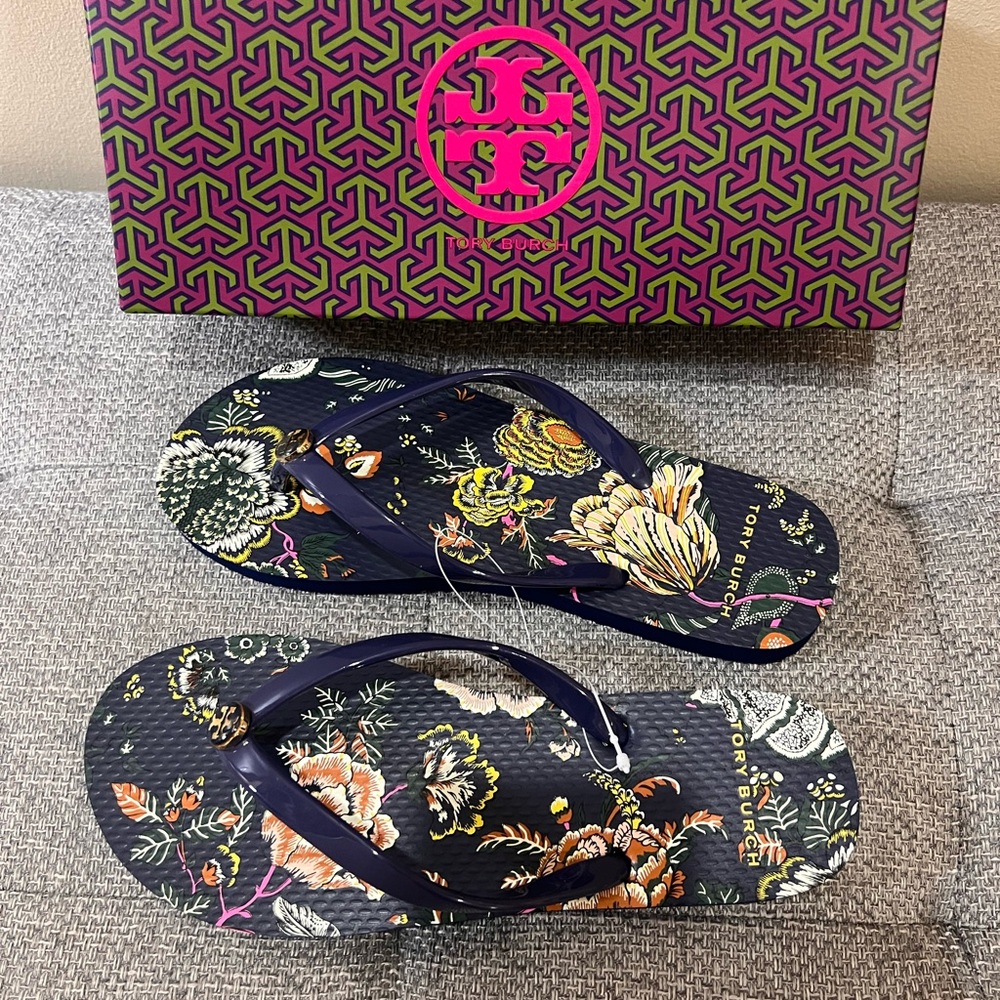 Tory Burch Black Sandals with Ornate Design